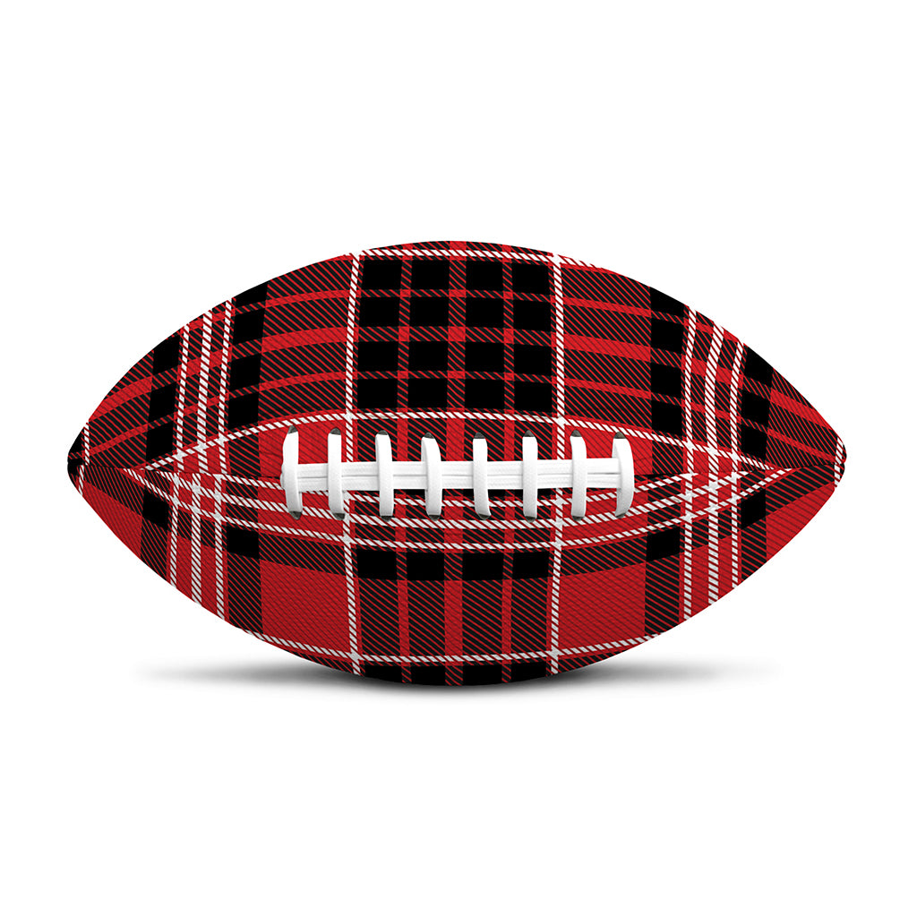 Red Black And White Scottish Plaid Print Rugby Ball
