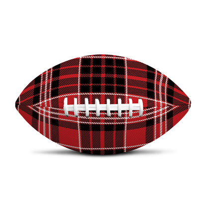 Red Black And White Scottish Plaid Print Rugby Ball