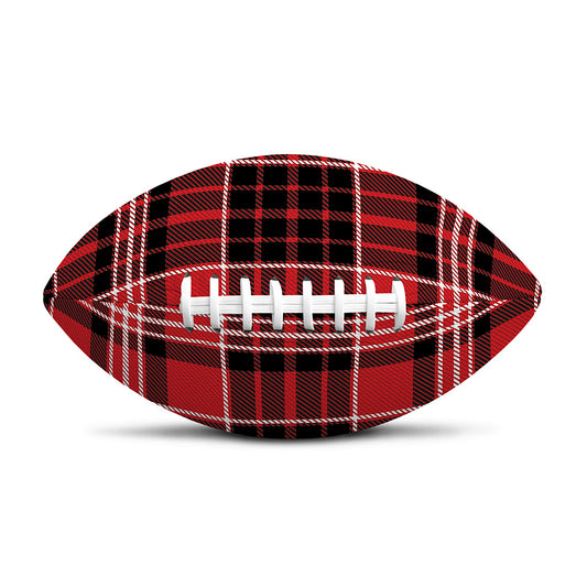 Red Black And White Scottish Plaid Print Rugby Ball