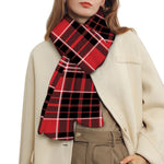 Red Black And White Scottish Plaid Print Scarf