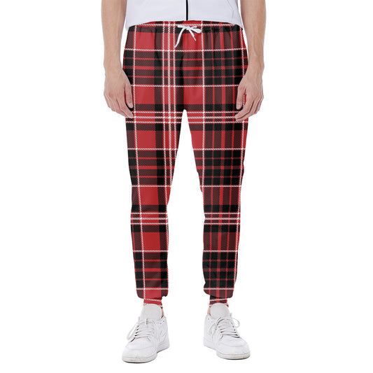 Red Black And White Scottish Plaid Print Scuba Joggers