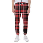 Red Black And White Scottish Plaid Print Scuba Joggers