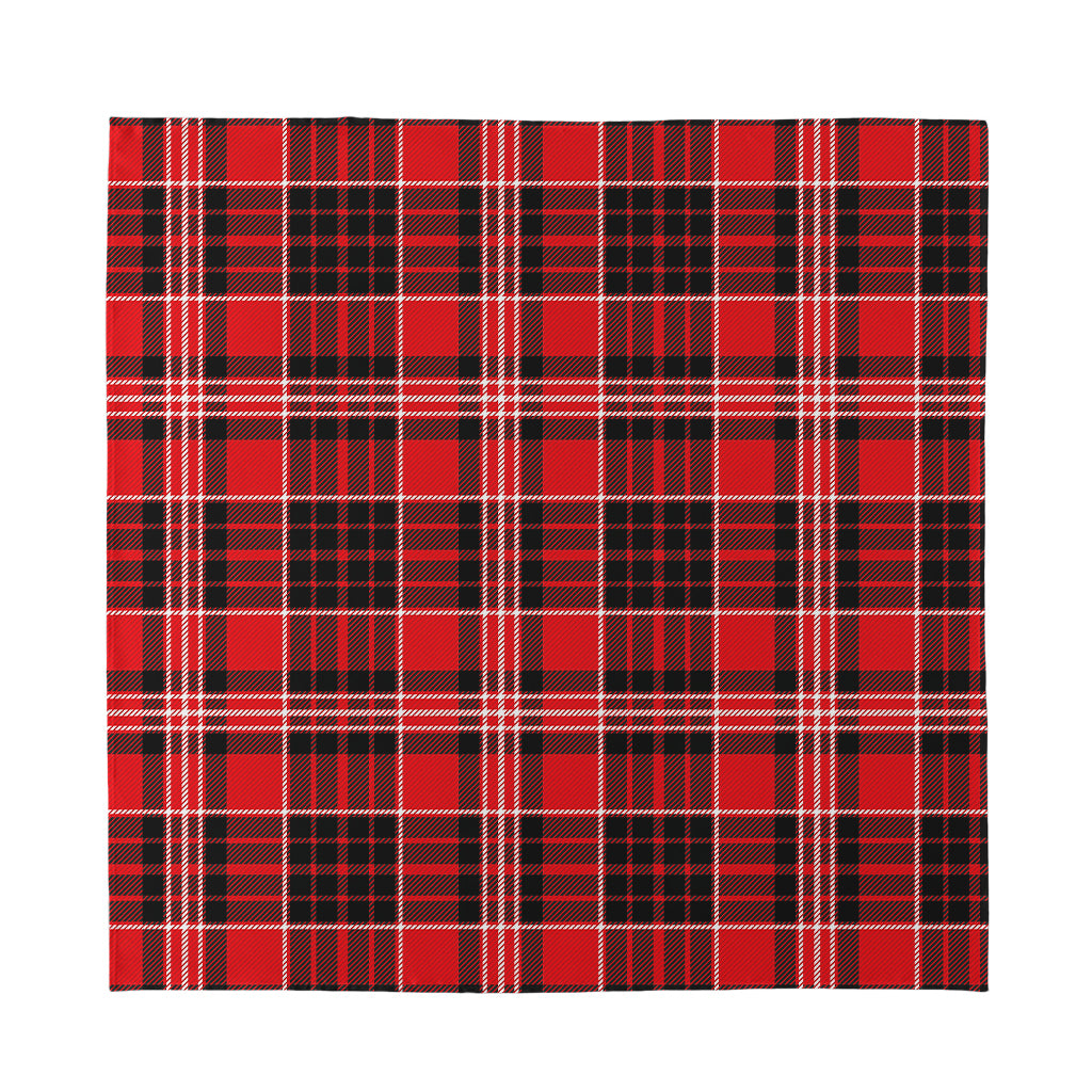 Red Black And White Scottish Plaid Print Silk Bandana