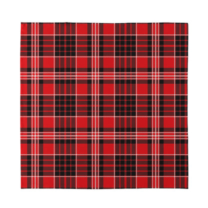 Red Black And White Scottish Plaid Print Silk Bandana
