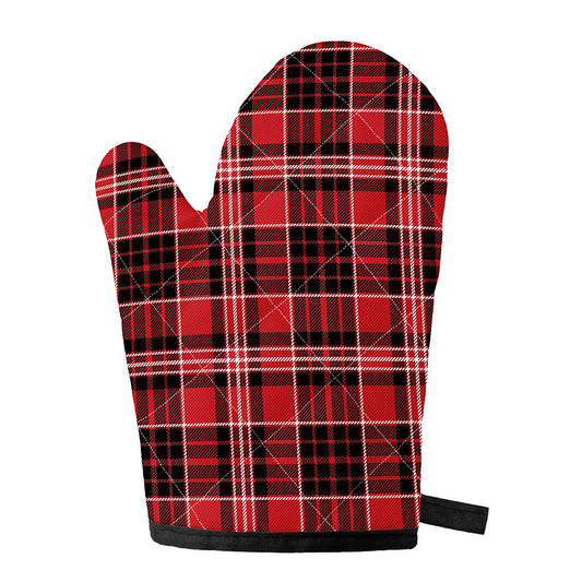 Red Black And White Scottish Plaid Print Single Oven Mitt