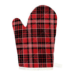Red Black And White Scottish Plaid Print Single Oven Mitt