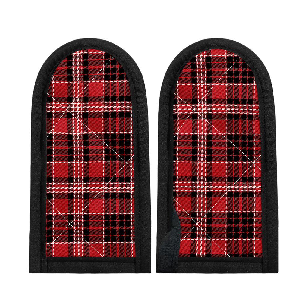 Red Black And White Scottish Plaid Print Skillet Handle Cover