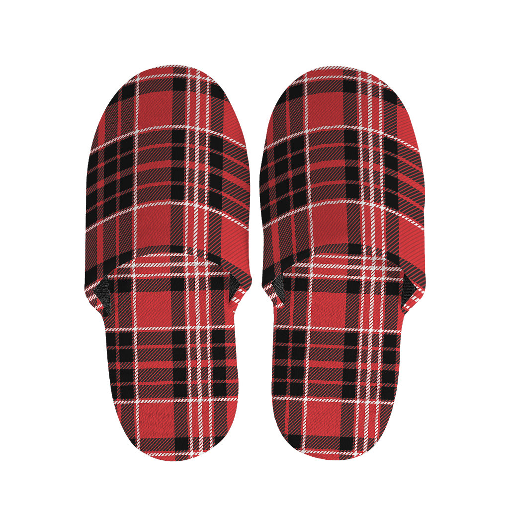 Red Black And White Scottish Plaid Print Slippers