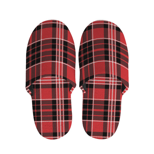 Red Black And White Scottish Plaid Print Slippers