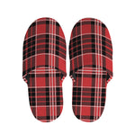 Red Black And White Scottish Plaid Print Slippers