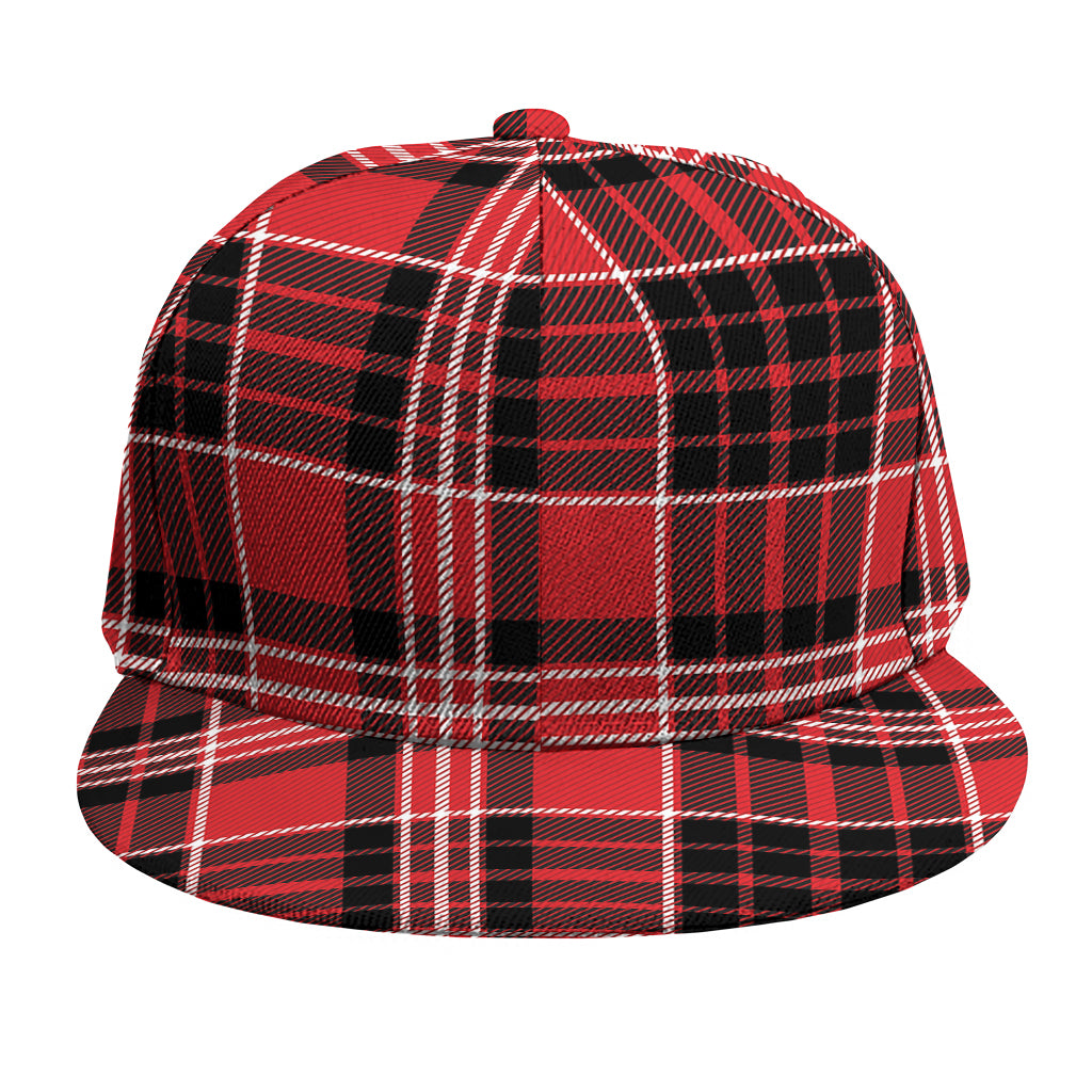 Red Black And White Scottish Plaid Print Snapback Cap