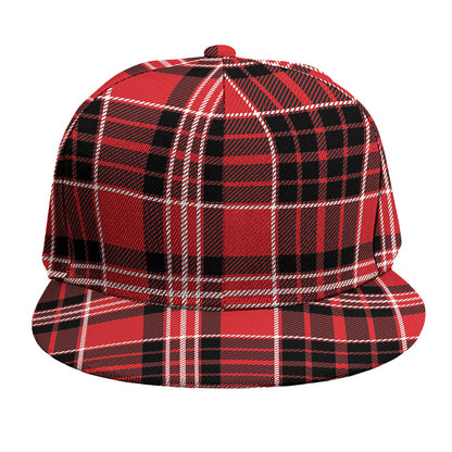Red Black And White Scottish Plaid Print Snapback Cap