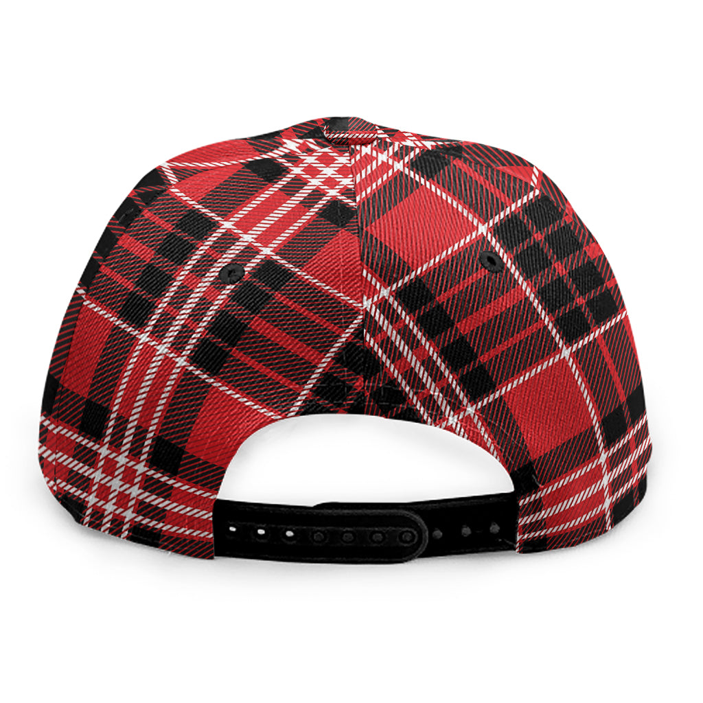 Red Black And White Scottish Plaid Print Snapback Cap