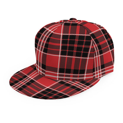Red Black And White Scottish Plaid Print Snapback Cap