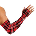Red Black And White Scottish Plaid Print Sun Protection Arm Sleeves