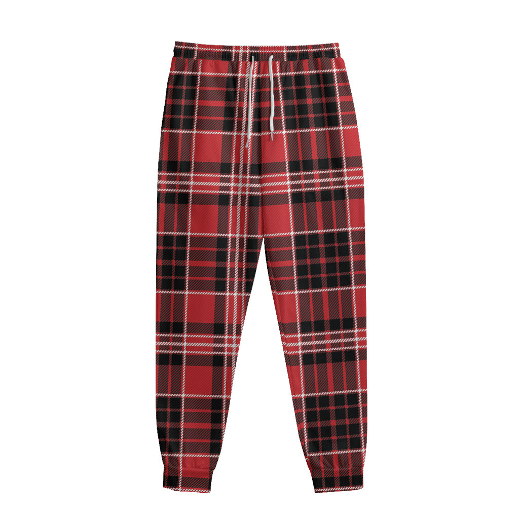 Red Black And White Scottish Plaid Print Sweatpants