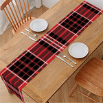 Red Black And White Scottish Plaid Print Table Runner