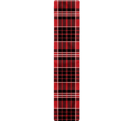 Red Black And White Scottish Plaid Print Table Runner