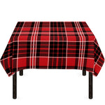 Red Black And White Scottish Plaid Print Tablecloth