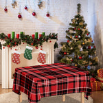 Red Black And White Scottish Plaid Print Tablecloth