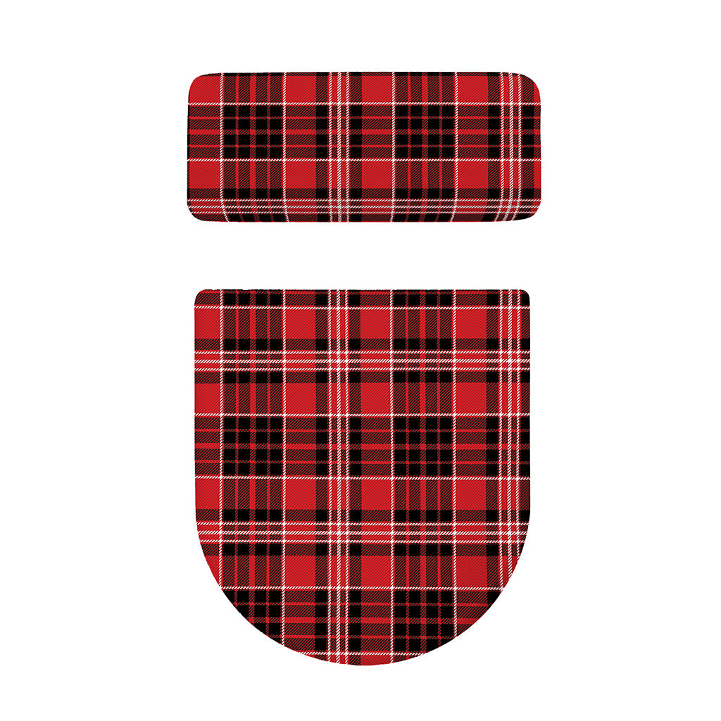Red Black And White Scottish Plaid Print Toilet Lid And Tank Cover Set