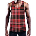 Red Black And White Scottish Plaid Print Men's Workout Tank Top