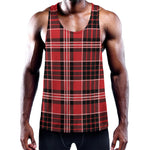 Red Black And White Scottish Plaid Print Training Tank Top