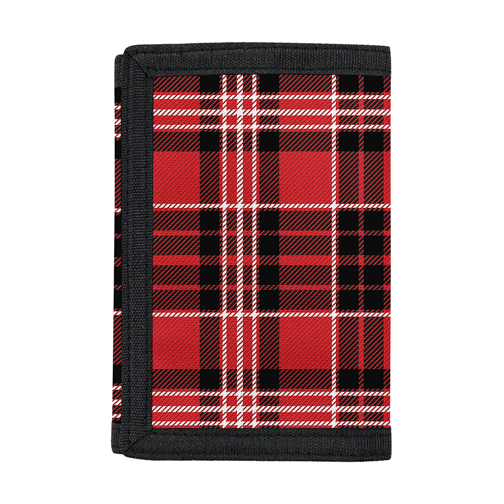Red Black And White Scottish Plaid Print Trifold Wallet