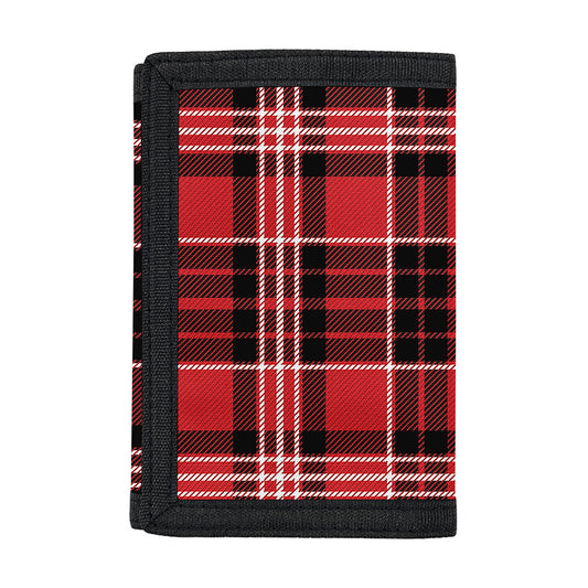 Red Black And White Scottish Plaid Print Trifold Wallet