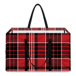 Red Black And White Scottish Plaid Print Utility Tote Bag