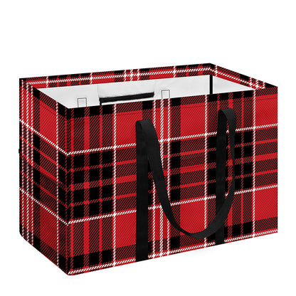 Red Black And White Scottish Plaid Print Utility Tote Bag
