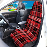 Red Black And White Scottish Plaid Print Waterproof Car Seat Cover