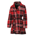 Red Black And White Scottish Plaid Print Women's Bathrobe
