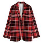 Red Black And White Scottish Plaid Print Women's Blazer