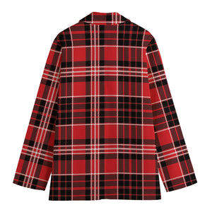 Red Black And White Scottish Plaid Print Women's Blazer