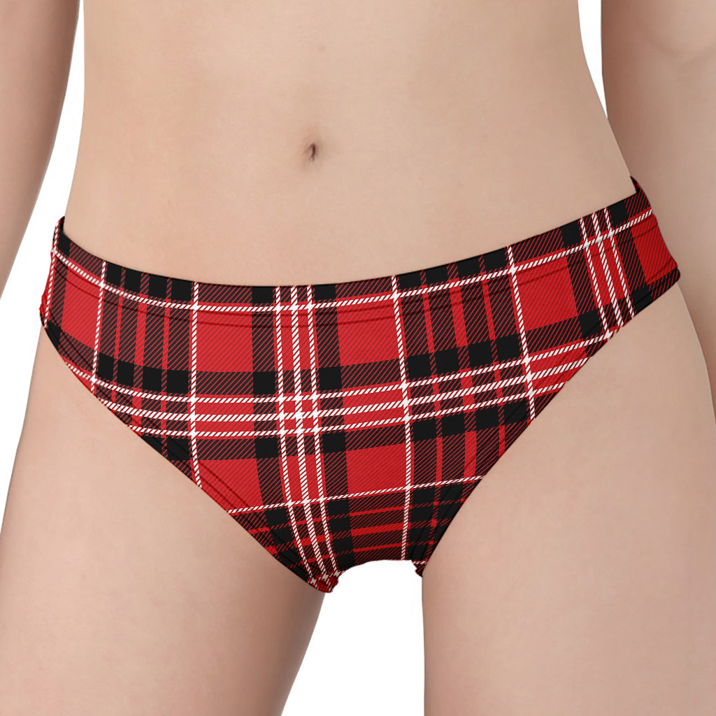 Red Black And White Scottish Plaid Print Women's Panties