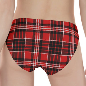 Red Black And White Scottish Plaid Print Women's Panties