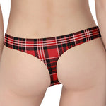 Red Black And White Scottish Plaid Print Women's Thong