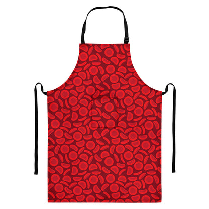 Red Blood Cells Pattern Print Bib Apron With Pocket