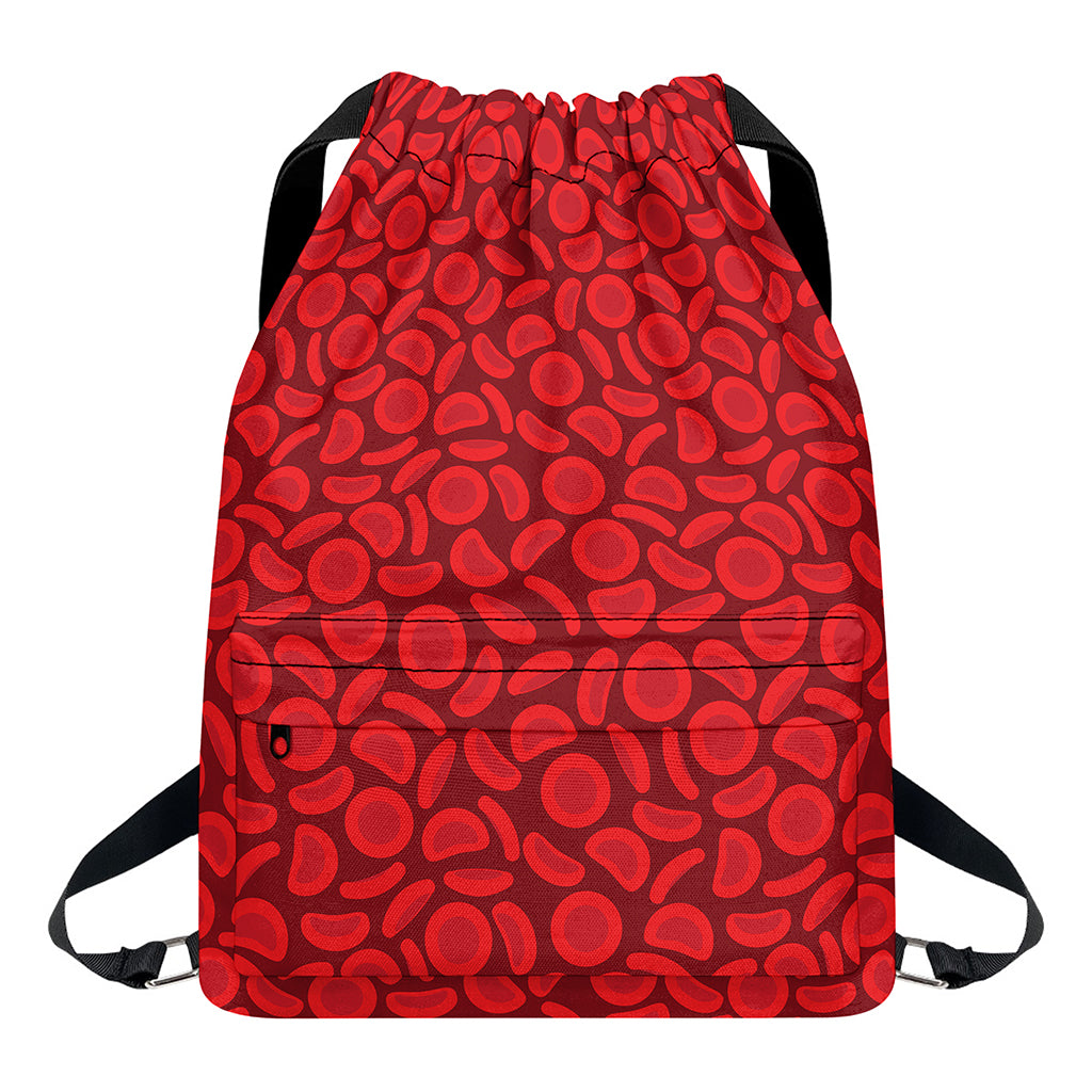 Red Blood Cells Pattern Print Drawstring Backpack