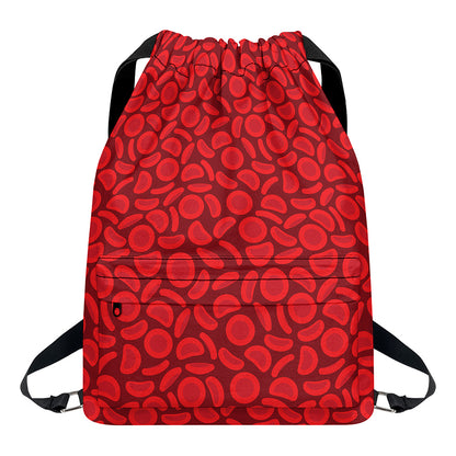 Red Blood Cells Pattern Print Drawstring Backpack