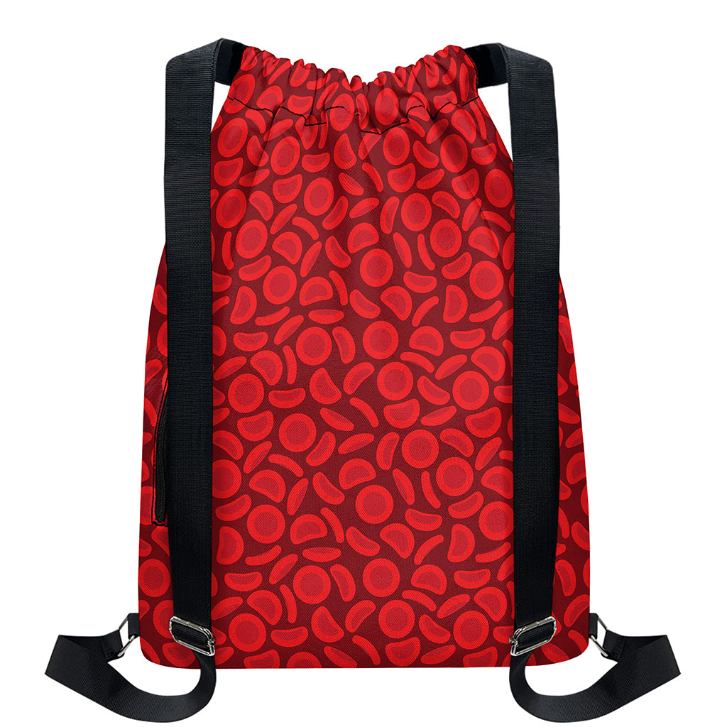 Red Blood Cells Pattern Print Drawstring Backpack