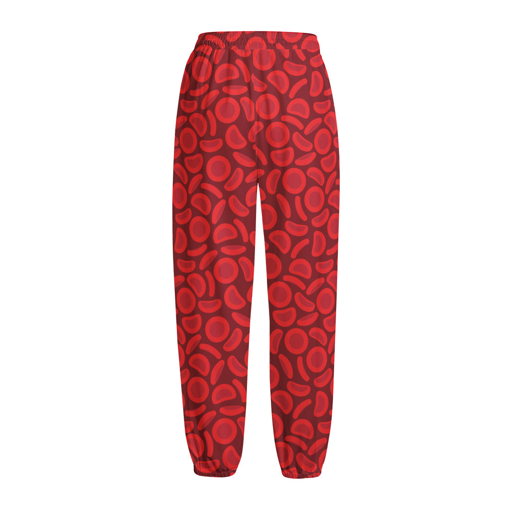 Red Blood Cells Pattern Print Fleece Lined Knit Pants