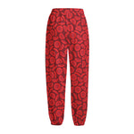 Red Blood Cells Pattern Print Fleece Lined Knit Pants