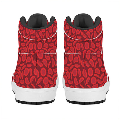 Red Blood Cells Pattern Print High Top Leather Sneakers
