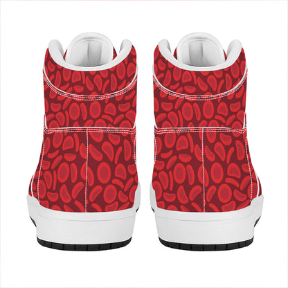 Red Blood Cells Pattern Print High Top Leather Sneakers