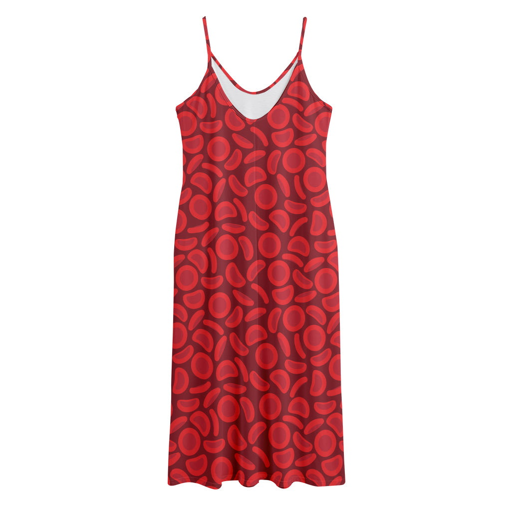 Red Blood Cells Pattern Print Jersey Midi Cami Dress