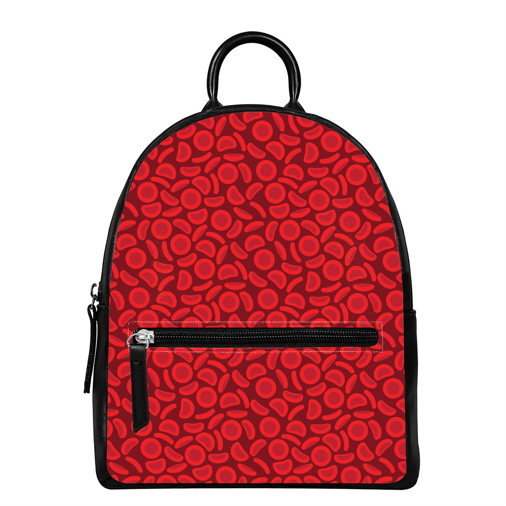 Red Blood Cells Pattern Print Leather Backpack
