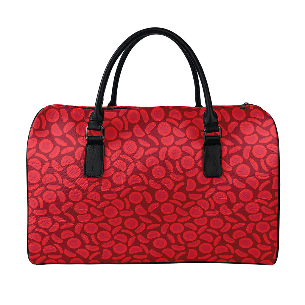 Red Blood Cells Pattern Print Leather Duffle Bag