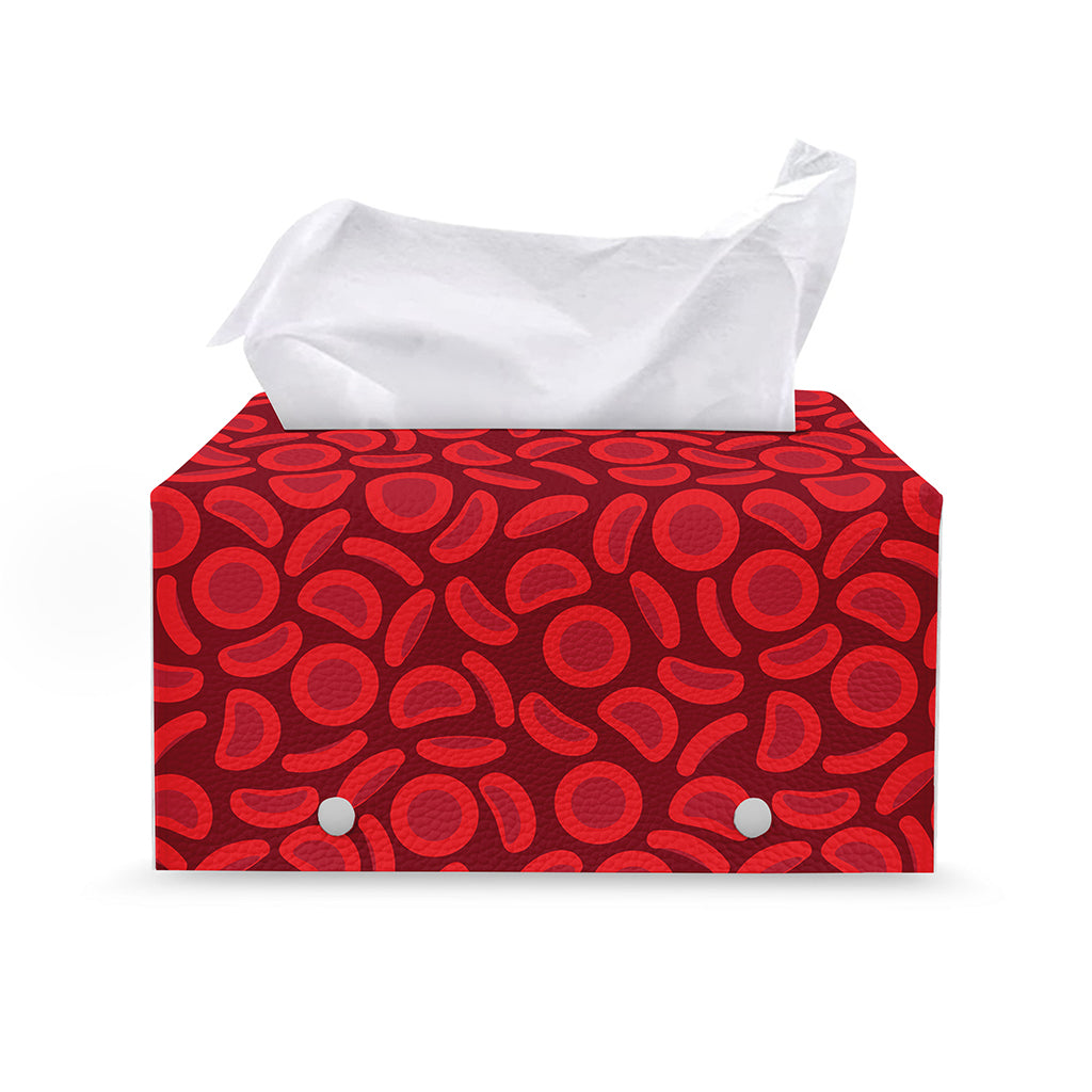 Red Blood Cells Pattern Print Leather Tissue Box Cover